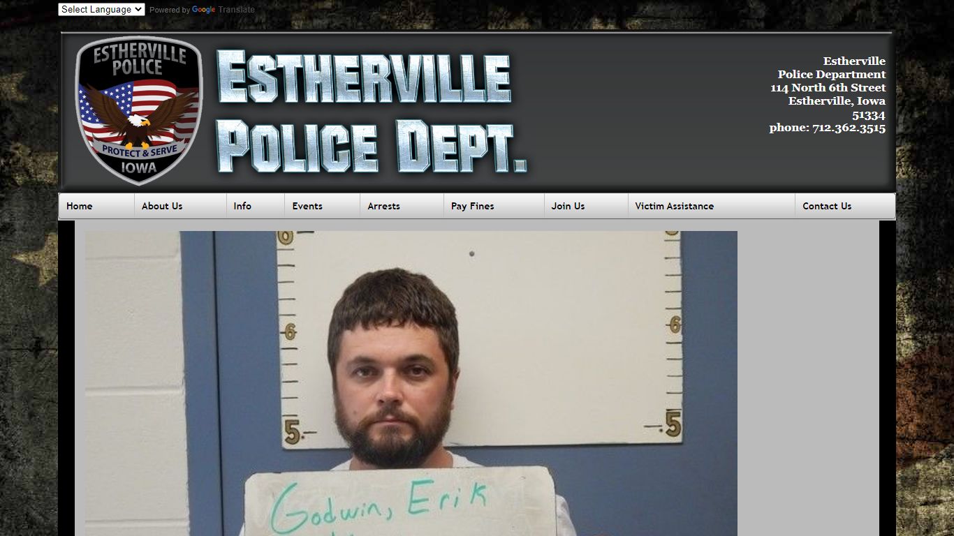 Arrests - Estherville, Iowa Police Department